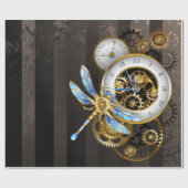 Steampunk-klok met mechanische dragonfly cadeaupapier (Vlak)