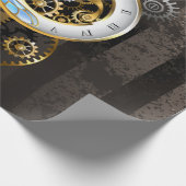 Steampunk-klok met mechanische dragonfly cadeaupapier (Hoek)