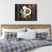 Steampunk-klok met mechanische dragonfly canvas afdruk (Insitu (Slaapkamer))