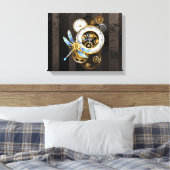 Steampunk-klok met mechanische dragonfly canvas afdruk (Insitu (Slaapkamer))