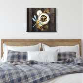 Steampunk-klok met mechanische dragonfly canvas afdruk (Insitu (Slaapkamer))