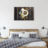 Steampunk-klok met mechanische dragonfly canvas afdruk (Insitu (Slaapkamer))