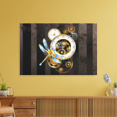Steampunk-klok met mechanische dragonfly canvas afdruk (Insitu (Woonkamer))