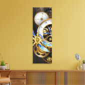 Steampunk-klok met mechanische dragonfly canvas afdruk (Insitu (Woonkamer))