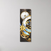 Steampunk-klok met mechanische dragonfly canvas afdruk (Voorkant)