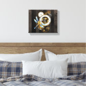 Steampunk-klok met mechanische dragonfly canvas afdruk (Insitu (Slaapkamer))