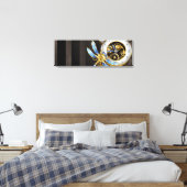 Steampunk-klok met mechanische dragonfly canvas afdruk (Insitu (Slaapkamer))