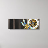 Steampunk-klok met mechanische dragonfly canvas afdruk (Voorkant)