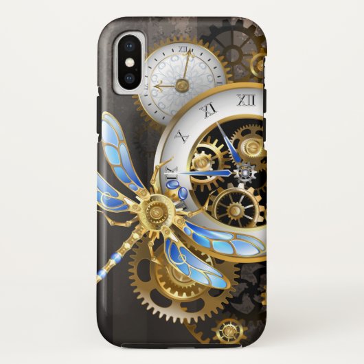 Steampunk-klok met mechanische dragonfly Case-Mate iPhone case (Achterkant)