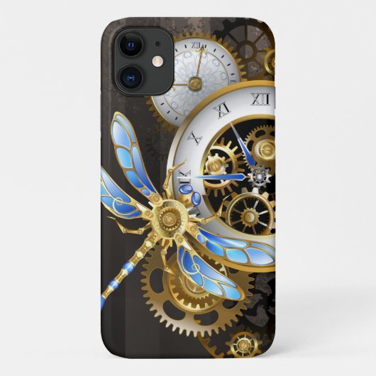 Steampunk-klok met mechanische dragonfly Case-Mate iPhone case (Achterkant)