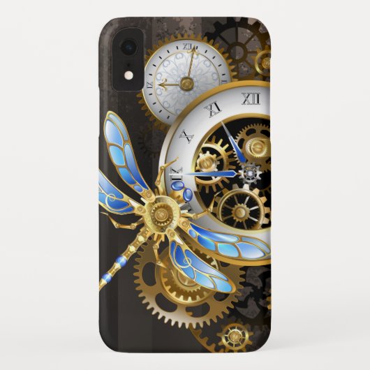 Steampunk-klok met mechanische dragonfly Case-Mate iPhone case (Achterkant)