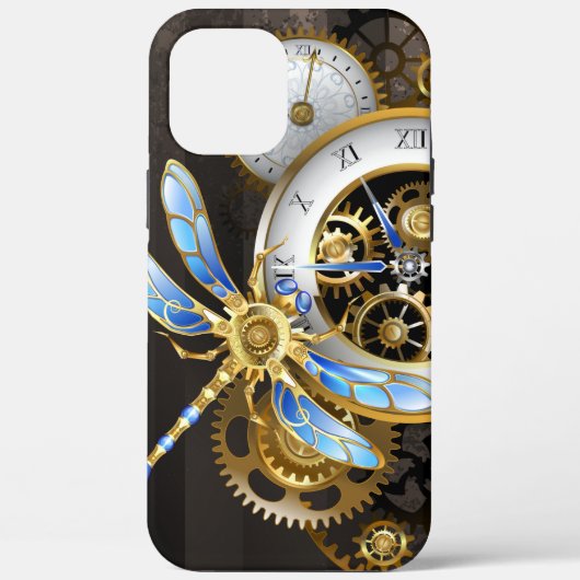Steampunk-klok met mechanische dragonfly Case-Mate iPhone case (Achterkant)