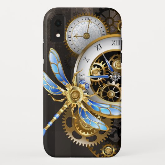 Steampunk-klok met mechanische dragonfly Case-Mate iPhone case (Achterkant)