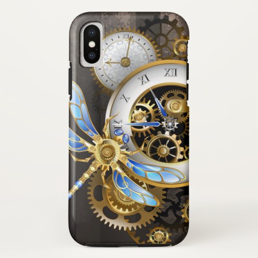 Steampunk-klok met mechanische dragonfly Case-Mate iPhone case (Achterkant)