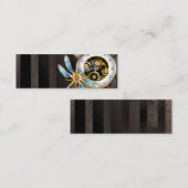 Steampunk-klok met mechanische dragonfly contactkaartje (Voorkant / Achterkant)