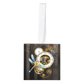 Steampunk-klok met mechanische dragonfly decoratie (Voorkant)