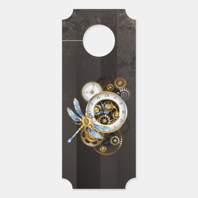 Steampunk-klok met mechanische dragonfly deurhanger (Voorkant)