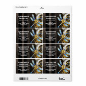 Steampunk-klok met mechanische dragonfly etiket (Full Sheet)