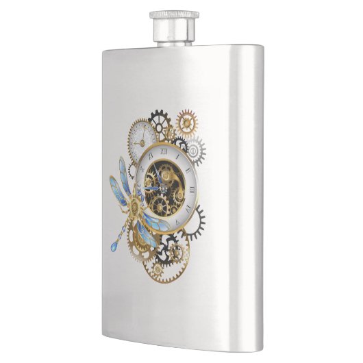 Steampunk-klok met mechanische dragonfly flacon (Links)