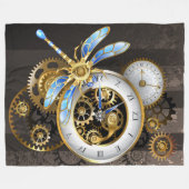 Steampunk-klok met mechanische dragonfly fleece deken (Voorkant (Horizontaal))