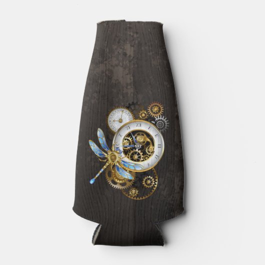 Steampunk-klok met mechanische dragonfly flesjeskoeler (Voorkant)