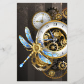 Steampunk-klok met mechanische dragonfly flyer (Voorkant)
