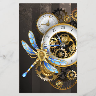 Steampunk-klok met mechanische dragonfly flyer