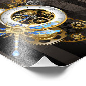 Steampunk-klok met mechanische dragonfly foto afdruk (Hoek)
