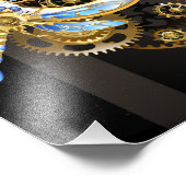 Steampunk-klok met mechanische dragonfly foto afdruk (Hoek)