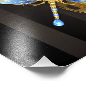 Steampunk-klok met mechanische dragonfly foto afdruk (Hoek)