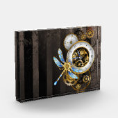 Steampunk-klok met mechanische dragonfly fotoblokken (Links)