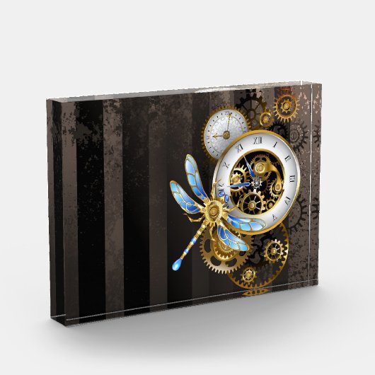 Steampunk-klok met mechanische dragonfly fotoblokken (Links)