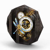 Steampunk-klok met mechanische dragonfly fotoblokken (Rechts)