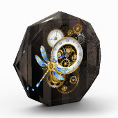 Steampunk-klok met mechanische dragonfly fotoblokken (Links)