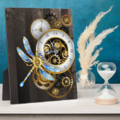 Steampunk-klok met mechanische dragonfly fotoplaat (Zijkant)