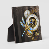 Steampunk-klok met mechanische dragonfly fotoplaat (Voorkant)