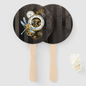 Steampunk-klok met mechanische dragonfly handwaaier (Voorkant en achterkant)