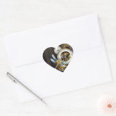 Steampunk-klok met mechanische dragonfly hart sticker (Envelop)