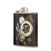 Steampunk-klok met mechanische dragonfly heupfles (Links)