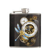 Steampunk-klok met mechanische dragonfly heupfles (Voorkant)