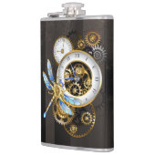 Steampunk-klok met mechanische dragonfly heupfles (Links)