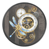Steampunk-klok met mechanische dragonfly hockey puck (Voorkant)