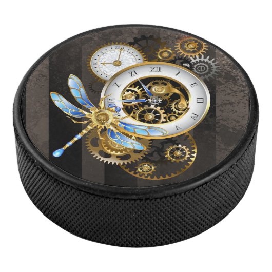 Steampunk-klok met mechanische dragonfly hockey puck (3/4)
