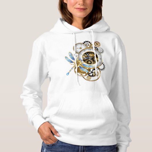Steampunk-klok met mechanische dragonfly hoodie (Voorkant)