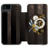 Steampunk-klok met mechanische dragonfly incipio iPhone portemonnee hoesje (Agenda Open)