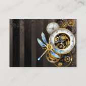 Steampunk-klok met mechanische dragonfly informatiekaartje (Voorkant)