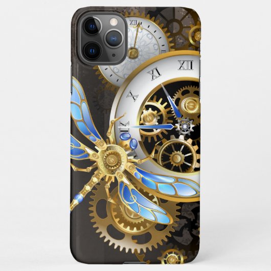 Steampunk-klok met mechanische dragonfly iPhone hoesje (Achterkant)
