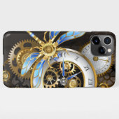 Steampunk-klok met mechanische dragonfly iPhone hoesje (Achterkant horizontaal)