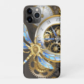 Steampunk-klok met mechanische dragonfly iPhone hoesje (Achterkant)