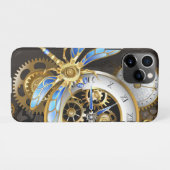 Steampunk-klok met mechanische dragonfly iPhone hoesje (Achterkant horizontaal)